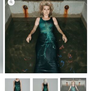 Galaxy-Print Teal green black tank Maxi Riffhaus Sting Haus Dress